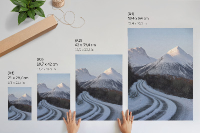 Plakat Zimski krajolik planine cesta krivulje ljepota