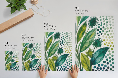 Tisak na platno Zeleno lišće točkice priroda svježina boho