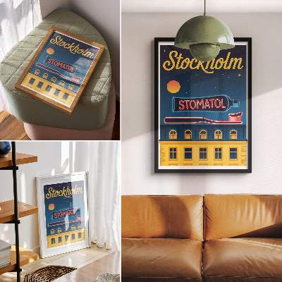 Zidni plakat Neonski znak moderne građevinske noćne lampe