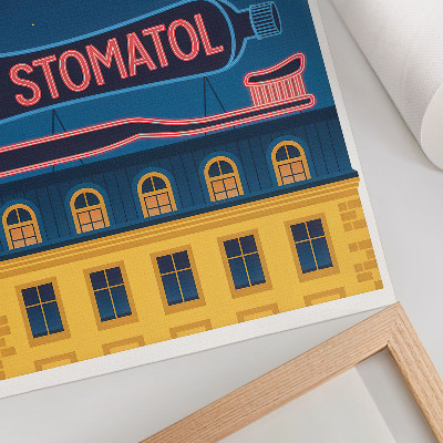 Zidni plakat Neonski znak moderne građevinske noćne lampe