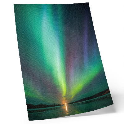 Tisak na platno Aurora Borealis iznad noćnog krajolika punog zvijezda