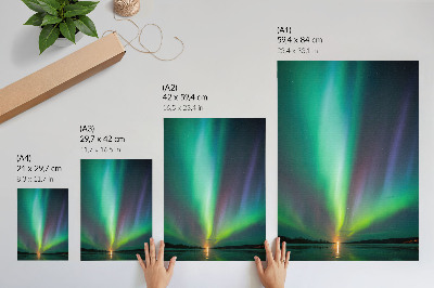 Tisak na platno Aurora Borealis iznad noćnog krajolika punog zvijezda