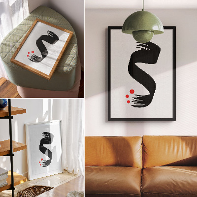 Tisak na platno Crni oblik crvenog kruga svijetla pozadina