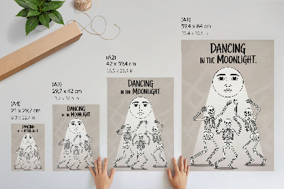 Plakat Crno-bijeli kosturi na bež mjesečevoj pozadini
