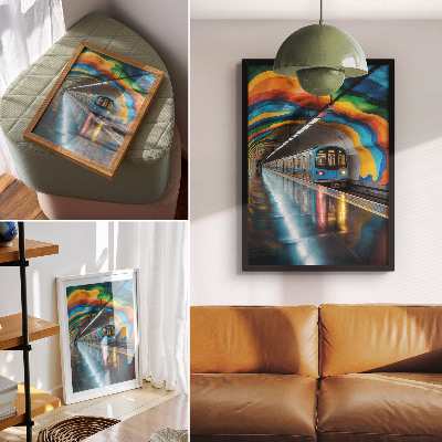 Zidni plakat Energične dugine boje stropa iznad podzemne željeznice