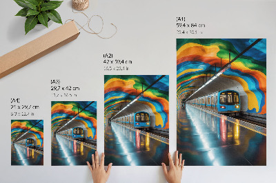 Zidni plakat Energične dugine boje stropa iznad podzemne željeznice