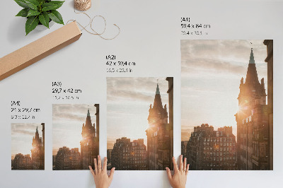 Plakat Arhitektura toplih nijansi zalaska sunca