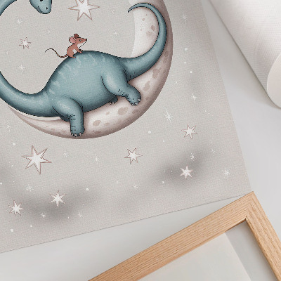 Tisak na platno Dinosaur na Mjesecu zvijezde pastelni svemir