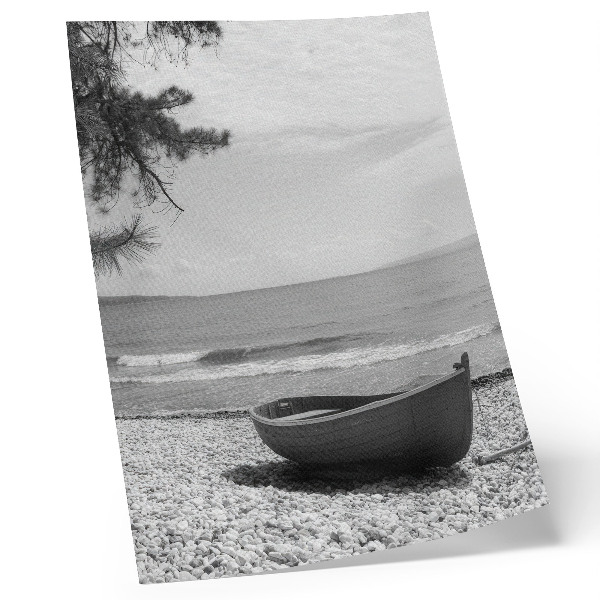 Tisak na platno Brod na plaži, valovi, nebo, harmonija, mir