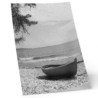 Tisak na platno Brod na plaži, valovi, nebo, harmonija, mir