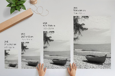 Tisak na platno Brod na plaži, valovi, nebo, harmonija, mir