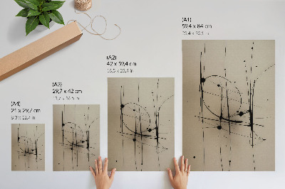 Zidni plakat Bež pozadina crne linije minimalistička apstrakcija
