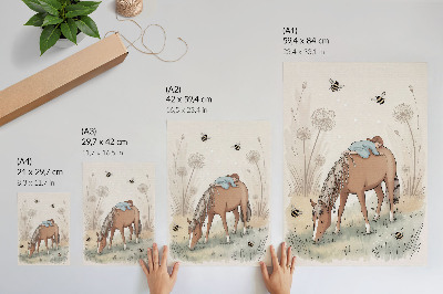 Plakat Tople pastelne boje maslačka za bebe konja