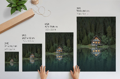 Plakat Odraz u planinskoj kolibi, pogled na prirodu