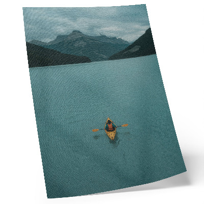 Tisak na platno Tirkizno jezero kajakaš planine mirna harmonija