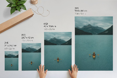 Tisak na platno Tirkizno jezero kajakaš planine mirna harmonija