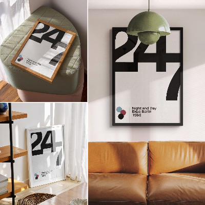 Zidni plakat Minimalistički dizajn s velikim crno-bijelim brojevima