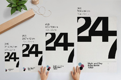 Zidni plakat Minimalistički dizajn s velikim crno-bijelim brojevima
