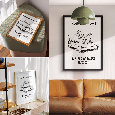 Dekorativni plakat Crno-bijeli ilustrativni humoristični tekst o životinjama