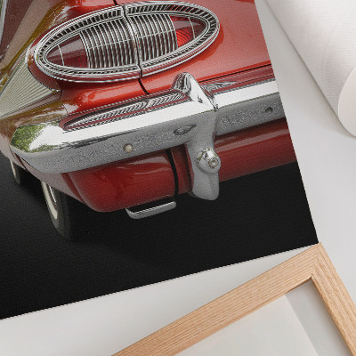 Zidni plakat Crveni automobil s kromiranim detaljima u retro stilu
