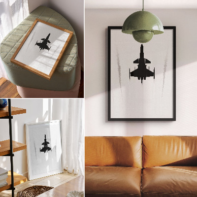 Zidni plakat Crni avion na bijeloj pozadini kontrast minimalizam