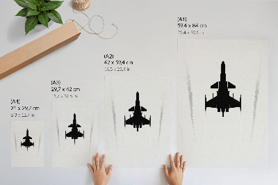Zidni plakat Crni avion na bijeloj pozadini kontrast minimalizam
