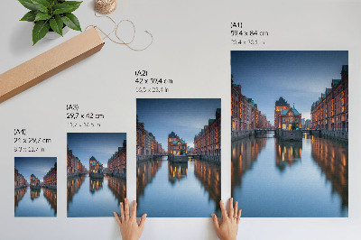Zidni plakat Simetrična arhitektura i refleksije vode