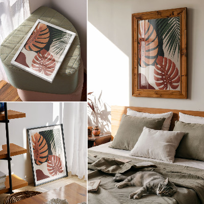 Plakat Tropsko lišće, žive boje, modernost