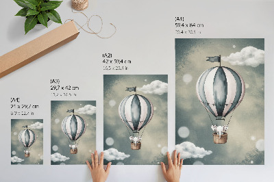 Zidni plakat Balon s oblacima u nježnim nijansama sive