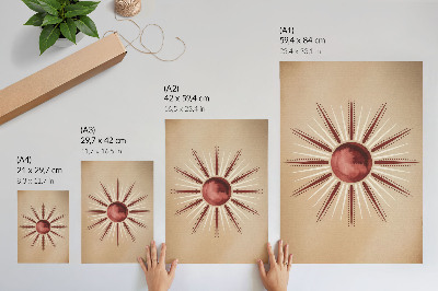 Dekorativni plakat Boho stil, blistavo sunce, topli tonovi