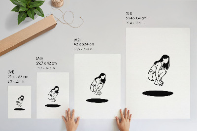 Dekorativni plakat Pogrbljena figura na bijeloj pozadini bez detalja
