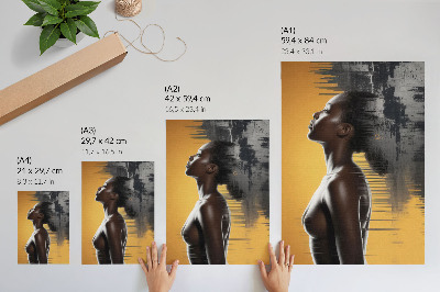 Zidni plakat Elegantna ženska figura žute i crne boje u kontrastu