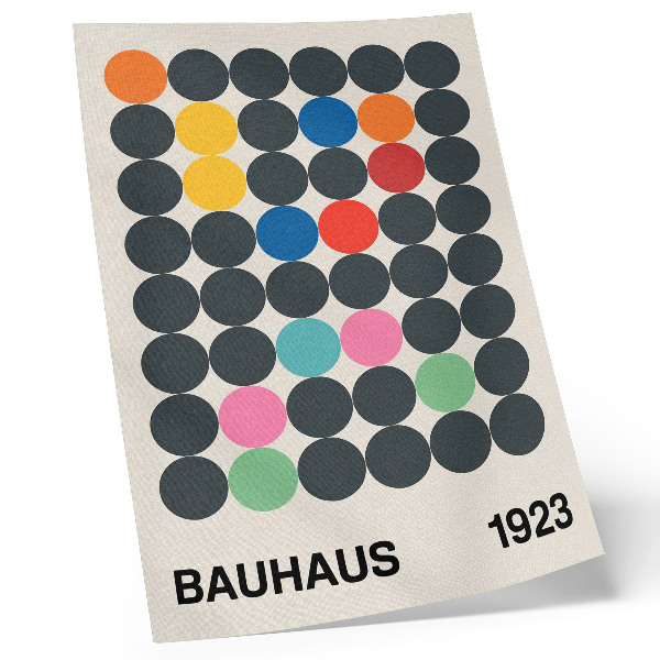Tisak na platno Geometrijski crni krugovi, žive boje, Bauhaus inspiracije