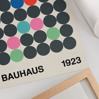 Tisak na platno Geometrijski crni krugovi, žive boje, Bauhaus inspiracije