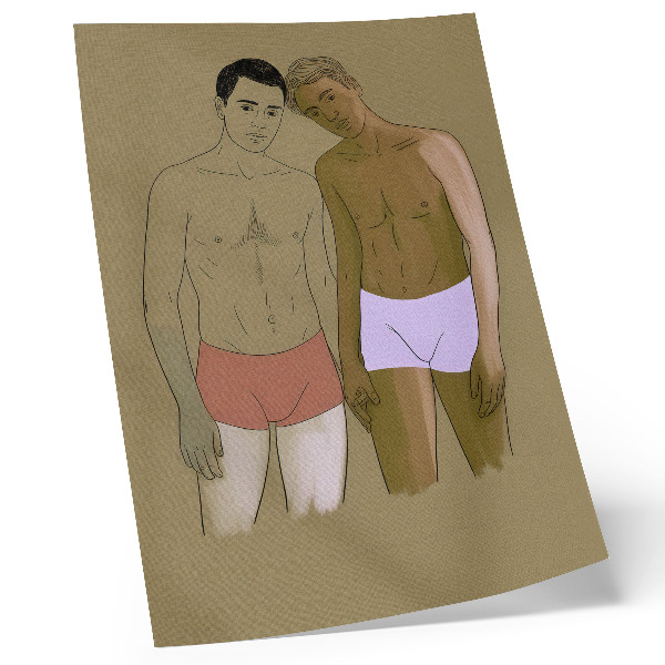 Dekorativni plakat Ilustracija muškaraca u donjem rublju u toplim bojama