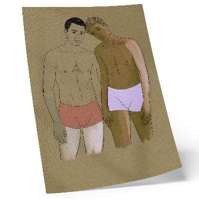 Dekorativni plakat Ilustracija muškaraca u donjem rublju u toplim bojama