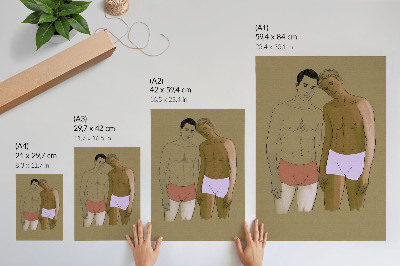 Dekorativni plakat Ilustracija muškaraca u donjem rublju u toplim bojama