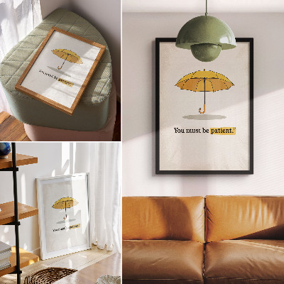 Zidni plakat Žuti kišobran krem ​​pozadina minimalizam