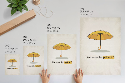 Zidni plakat Žuti kišobran krem ​​pozadina minimalizam