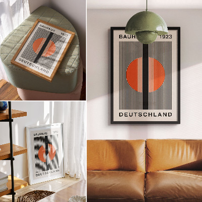 Zidni plakat Geometrijski motiv s kontrastom crne i narančaste