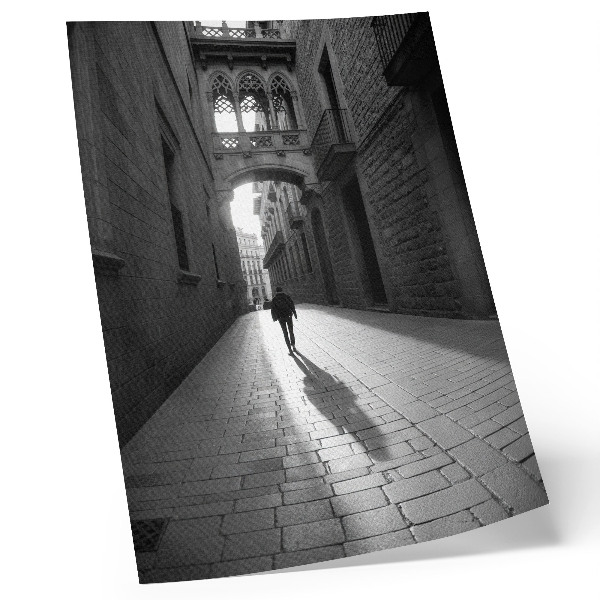 Zidni plakat Crno-bijela fotografija ulice s arhitekturom