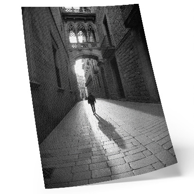 Zidni plakat Crno-bijela fotografija ulice s arhitekturom