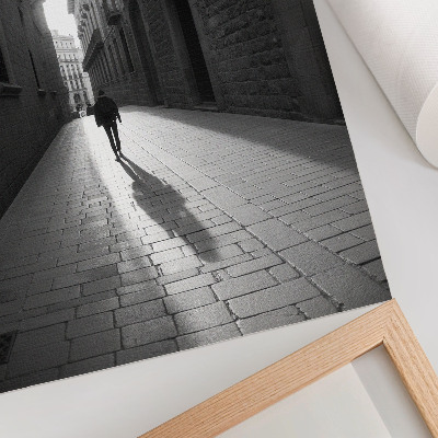 Zidni plakat Crno-bijela fotografija ulice s arhitekturom