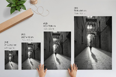 Zidni plakat Crno-bijela fotografija ulice s arhitekturom