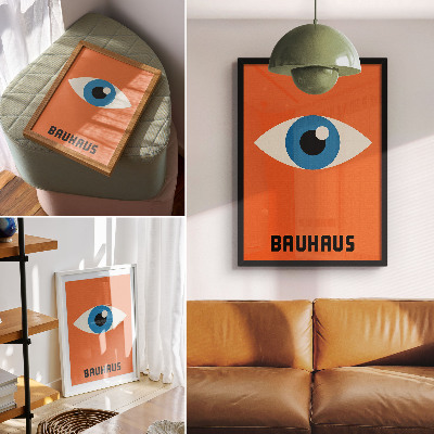 Plakat Oko u geometrijskim oblicima na narančastoj pozadini