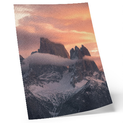 Plakat Zalazeće sunce planine magla harmonija misterij
