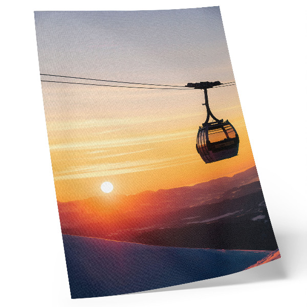 Dekorativni plakat Žičara u zalasku sunca u planinama