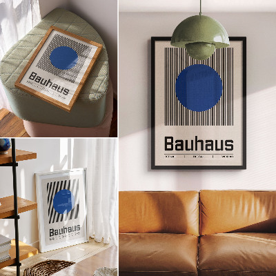 Plakat Veliki plavi krug na crno-bijelim linijama