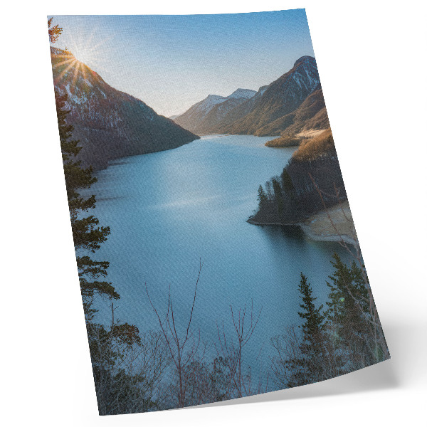 Plakat Veličanstvene planine, jezero, sunce, harmonija prirode