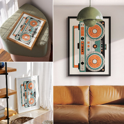 Zidni plakat Retro stil s izražajnim oblicima i kontrastima